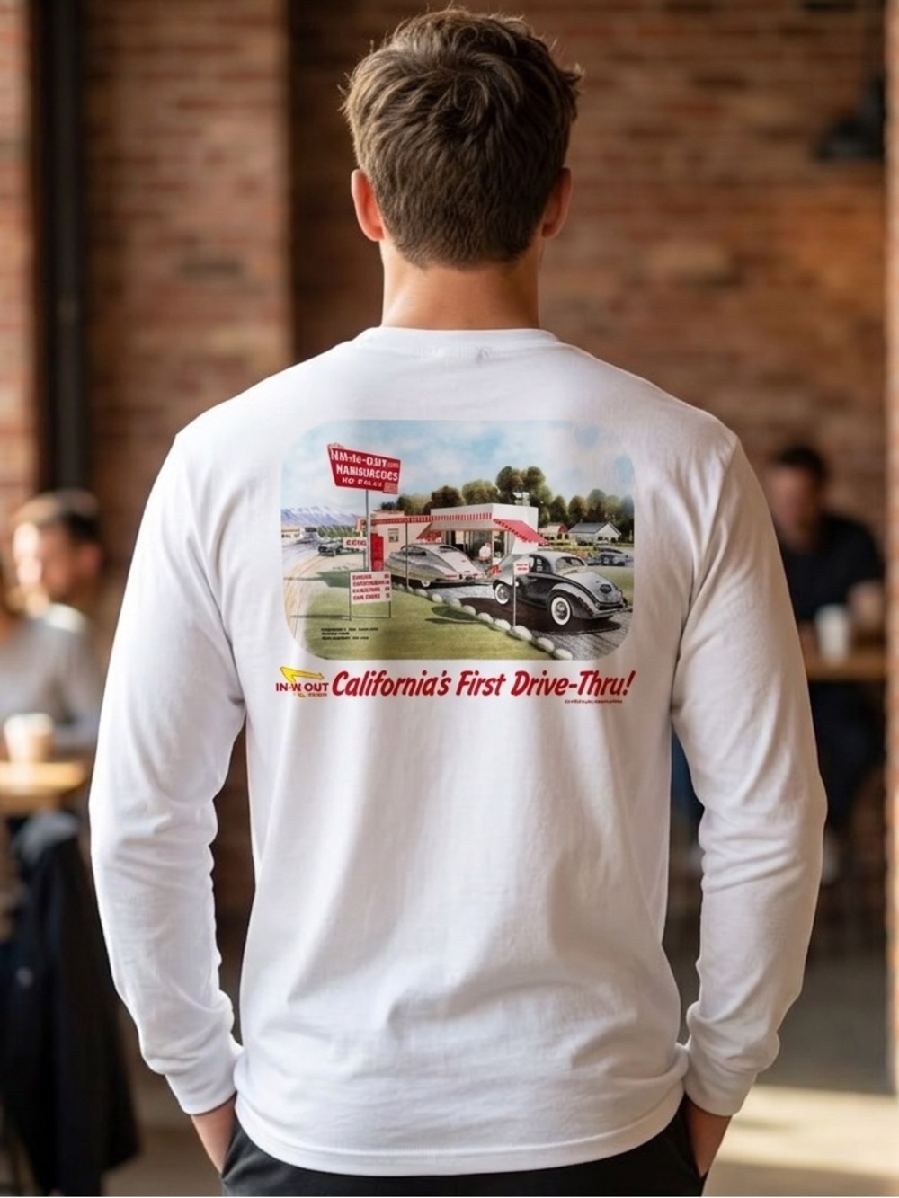 In-N-Out L/S Tee Guys or Gals, Vintage 1986 Design Sz Small